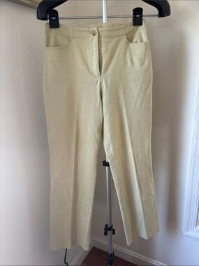 Sigrid Olsen Light Green Cropped Linen Blend 6P Pants Quiet Luxury Capsule